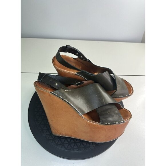 Chloe Womens Green Leather Platform Wedge Sandals Sz 40 / 9.5 - Picture 3 of 8